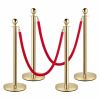 Gold Stanchions and Velvet Ropes, Red Carpet Ropes and Poles 5ft/1.5 M, Stainless Steel Stanchion Post, Rope Safety Barriers (Gold-4PCS)