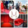 Gold Stanchions and Velvet Ropes, Red Carpet Ropes and Poles 5ft/1.5 M, Stainless Steel Stanchion Post, Rope Safety Barriers (Gold-4PCS)