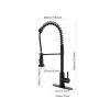 Kitchen Faucets Commercial Solid Brass Single Handle Single Lever Pull Down Sprayer SpringKitchen Sink Faucet Matte Black