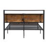 Best selling Bedroom Furniture Metal Platform Bed Frame with Wooden Headboard and Footboard with USB