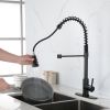 Kitchen Faucets Commercial Solid Brass Single Handle Single Lever Pull Down Sprayer SpringKitchen Sink Faucet Matte Black