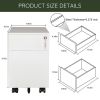 2 Drawer Mobile File Cabinet with Lock Metal Filing Cabinet for Legal/Letter/A4/F4 Size, Fully Assembled Include Wheels, Home/Office Design,White