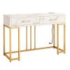 Console Table with 2 Drawers, Entryway Table with Outlets and USB Ports, Sofa Table Narrow Long with Storage Shelves for Living Room