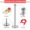 Stanchions and Velvet Ropes, Red Carpet Ropes and Poles 5ft/1.5 M, Stainless Steel Stanchion Post, Rope Safety Barriers (Silver-4PCS)