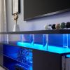 TV Stand for 70 Inch TV LED Gaming Entertainment Center Media Storage Console Table with Large Sliding Drawer & Side Cabinet for Living Room Black
