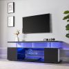 TV Stand for 70 Inch TV LED Gaming Entertainment Center Media Storage Console Table with Large Sliding Drawer & Side Cabinet for Living Room Black