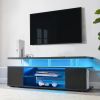 TV Stand for 70 Inch TV LED Gaming Entertainment Center Media Storage Console Table with Large Sliding Drawer & Side Cabinet for Living Room Black