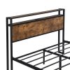 Best selling Bedroom Furniture Metal Platform Bed Frame with Wooden Headboard and Footboard with USB