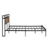 Best selling Bedroom Furniture Metal Platform Bed Frame with Wooden Headboard and Footboard with USB