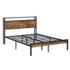 Best selling Bedroom Furniture Metal Platform Bed Frame with Wooden Headboard and Footboard with USB