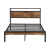 Best selling Bedroom Furniture Metal Platform Bed Frame with Wooden Headboard and Footboard with USB