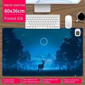 Heated mouse pad Cute electric heat insulation table pad Student dormitory artifact multi-function office large heating pad (pattern: Forest elk)