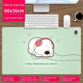 Heated mouse pad Cute electric heat insulation table pad Student dormitory artifact multi-function office large heating pad (pattern: Light green bear)