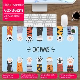 Heated mouse pad Cute electric heat insulation table pad Student dormitory artifact multi-function office large heating pad (pattern: Cat paw specimen)