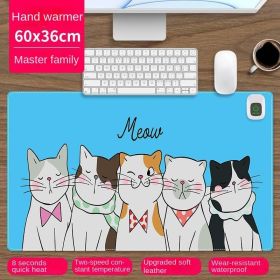 Heated mouse pad Cute electric heat insulation table pad Student dormitory artifact multi-function office large heating pad (pattern: Master and Son Family)