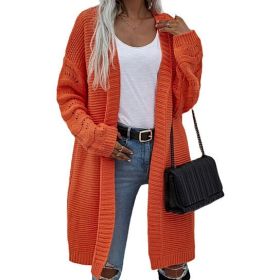 Women Open Front Cardigan Casual Soft Knit Sweater (Color: Orange)