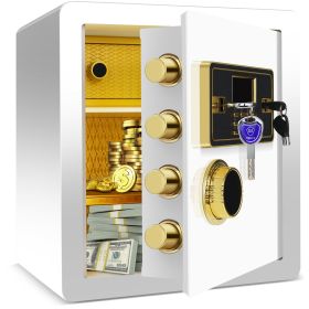 1.93 Cub Safe Box, 3 opening methods Safe for Document Cash Jewelry Pistol Medicine (Color: White)