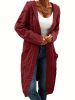 Cable Knit Hooded Cardigan Casual Long Sleeve Mid-Length Sweater with Pocket Women's Clothing