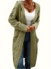 Cable Knit Hooded Cardigan Casual Long Sleeve Mid-Length Sweater with Pocket Women's Clothing