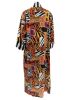 Allover Print Open Front Cardigan, Three-quarter Sleeve Maxi Length Cardigan, Women's Clothing