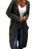 Cable Knit Hooded Cardigan Casual Long Sleeve Mid-Length Sweater with Pocket Women's Clothing