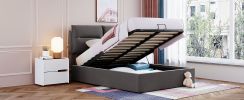 Upholstered Platform bed with a Hydraulic Storage System, Full size